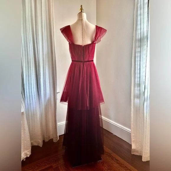 Marchesa Notte Red Mesh Gown - Picture 5 of 8